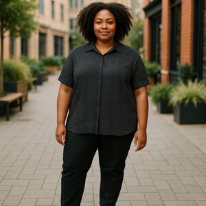 Liz Claiborne Blouse with Gingham Pattern. Pit to pit 25.5”.